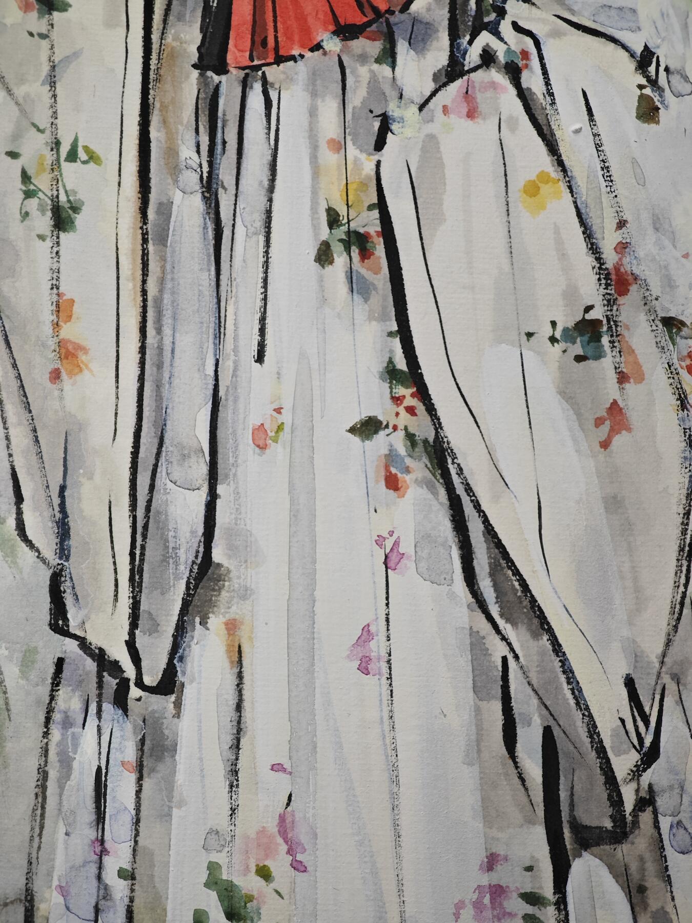 白泽拍卖卡牌手绘专场第33期（去岁千般皆如愿 今年万事定称心） 2025 迟迟手绘画 柳如是 尺寸：26.1cm*41cm  迟迟亲签