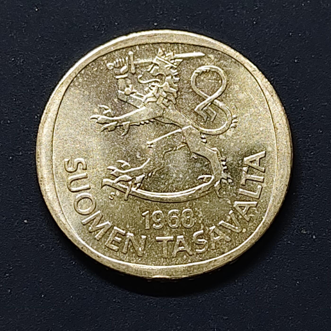 【全场包邮】纯粹捡漏拍508场 芬兰1968年1马克银币【27.5毫米8.3克35%】