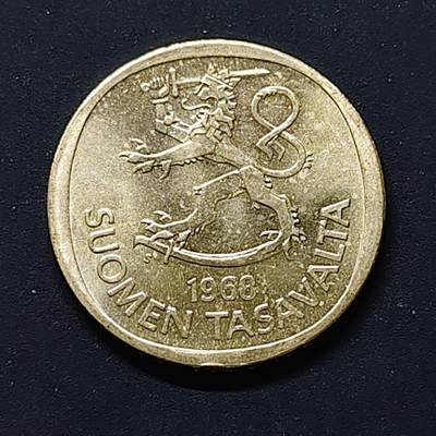 【全场包邮】纯粹捡漏拍508场 - 芬兰1968年1马克银币【27.5毫米8.3克35%】