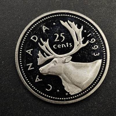 【淘币小摊】实时拍第八百七十二拍   散币银币场    每周一统一发货 - 加拿大1993年25分精制镍币