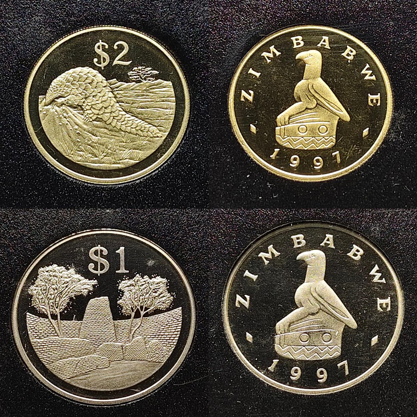 【全场包邮】纯粹捡漏拍509场 【少见】津巴布韦1997年官方精制套币-盒证全-量5500