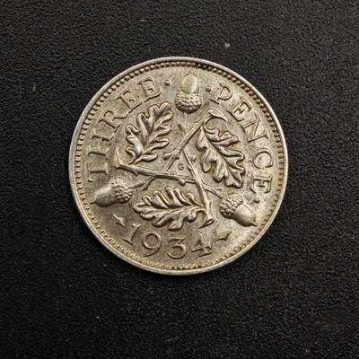 【淘币小摊】实时拍第八百七十二拍   散币银币场    每周一统一发货 - 英国1934年乔治五世3便士银币