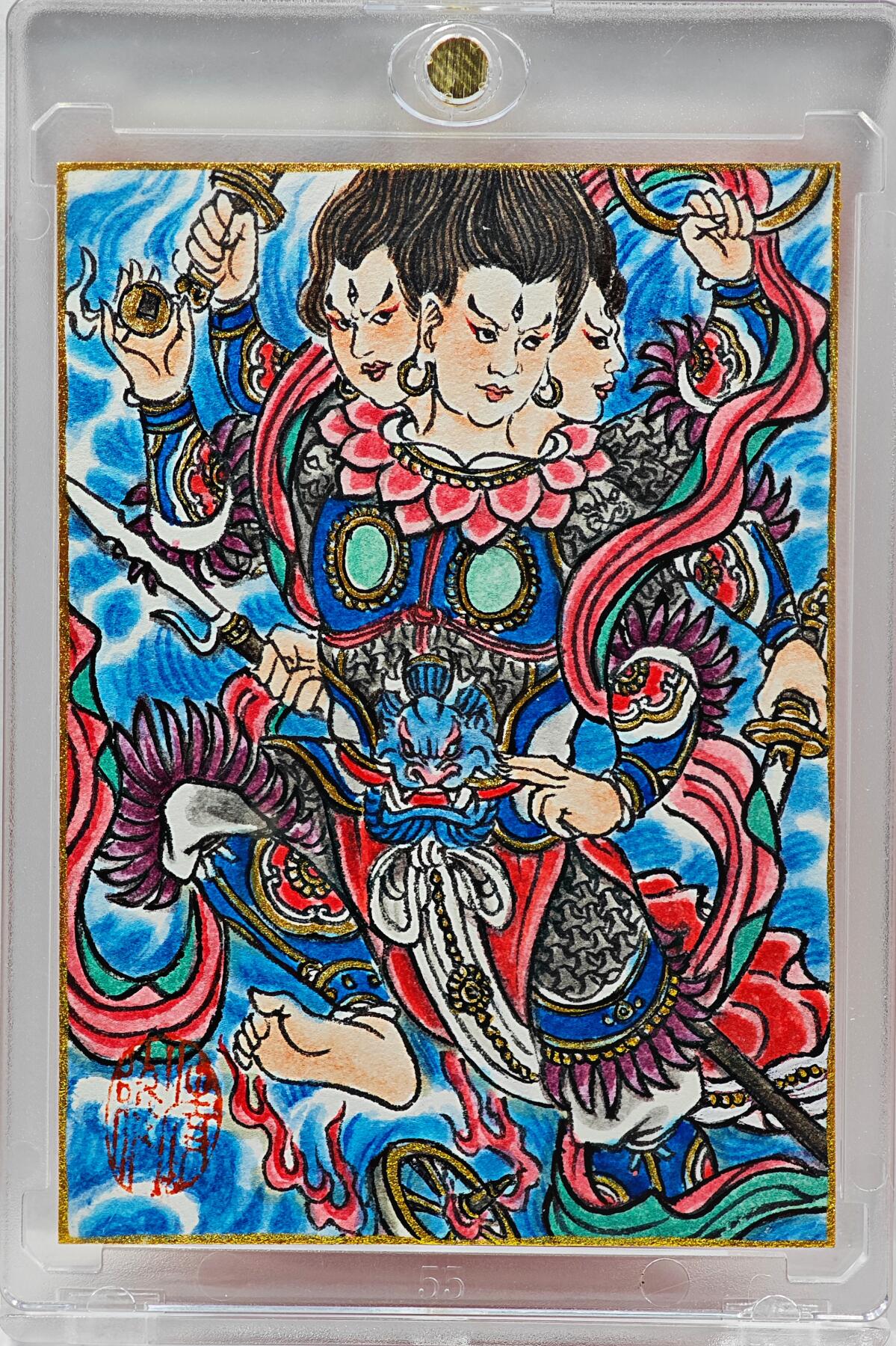 白泽拍卖卡牌手绘专场第33期（去岁千般皆如愿 今年万事定称心） 2026 卢艺丰手绘卡 三坛海会大神哪吒  卢艺丰背简绘 卡砖封装