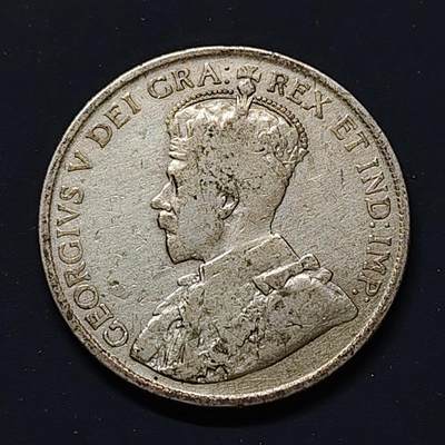 【全场包邮】纯粹捡漏拍508场 - 加拿大1918年乔治五世50分银币【29.7毫米11.6克92.5%】