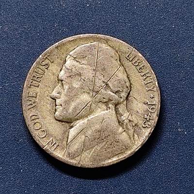 【全场包邮】纯粹捡漏拍508场 - 美国1943年杰斐逊5分银币【21.2毫米5克35%】