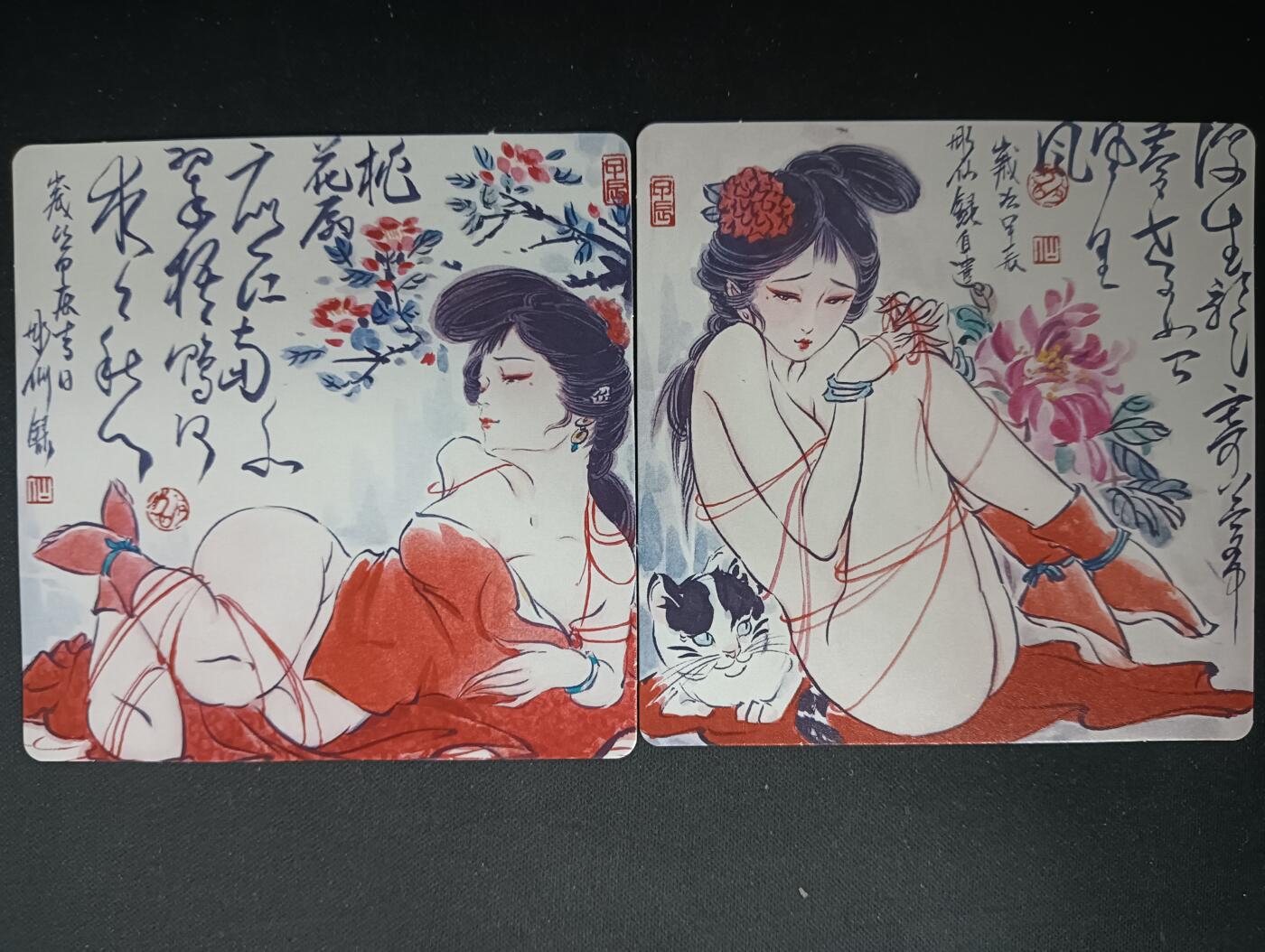 花开卡拍第61期（3月7号周六截拍，品控勿拍!!!拍品不寄存，运费5元（新疆需补运费差价或顺丰到付），自制卡难免瑕疵，可能存在轻微撞角爆边等出厂瑕疵，品控介意勿拍！） 彫仙 活色生香 方形卡一对