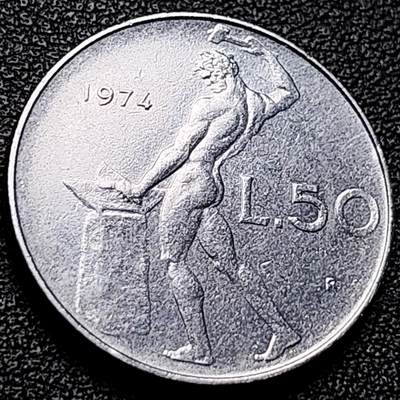 泉币菌-第204场-元宵节专场 本场拍品多 请提前出价 - 意大利 1974年 50里拉 锻冶之神 伍尔坎 24mm