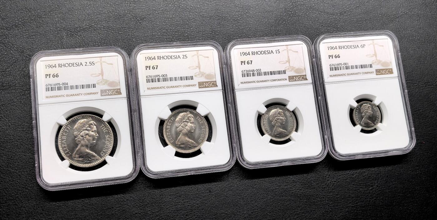 此心安处是吾乡·凡希社世界钱币微拍第三百二十期 1967罗得西亚精铸PS四枚套NGC-PF66/67