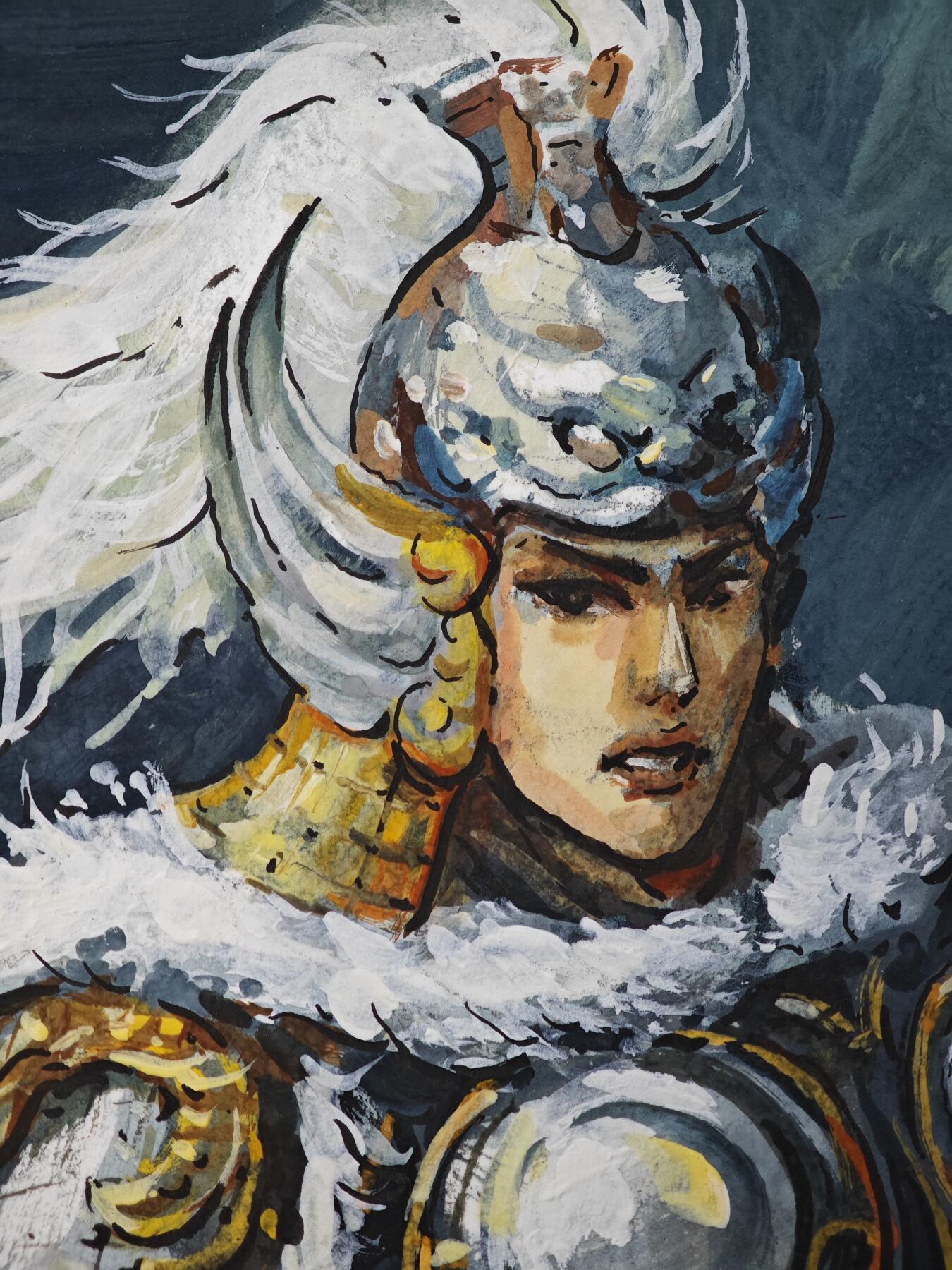 白泽拍卖卡牌手绘专场第33期（去岁千般皆如愿 今年万事定称心） 2025 马哲帆手绘画 马超 尺寸：25.3cm*36.7cm  马哲帆钤印