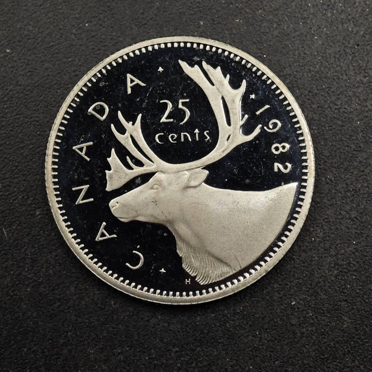 【淘币小摊】实时拍第八百七十二拍   散币银币场    每周一统一发货 加拿大1982年25分精制镍币