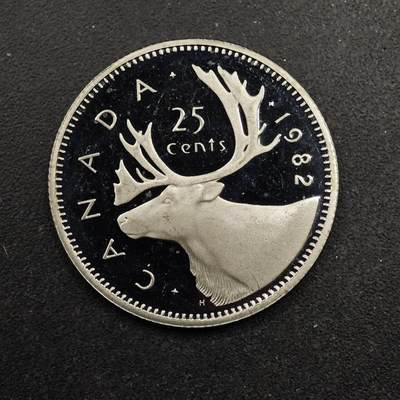 【淘币小摊】实时拍第八百七十二拍   散币银币场    每周一统一发货 - 加拿大1982年25分精制镍币