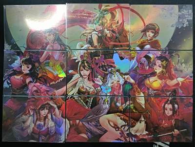 花开卡拍第61期（3月7号周六截拍，品控勿拍!!!拍品不寄存，运费5元（新疆需补运费差价或顺丰到付），自制卡难免瑕疵，可能存在轻微撞角爆边等出厂瑕疵，品控介意勿拍！） - 花好月圆 9拼，背面线稿