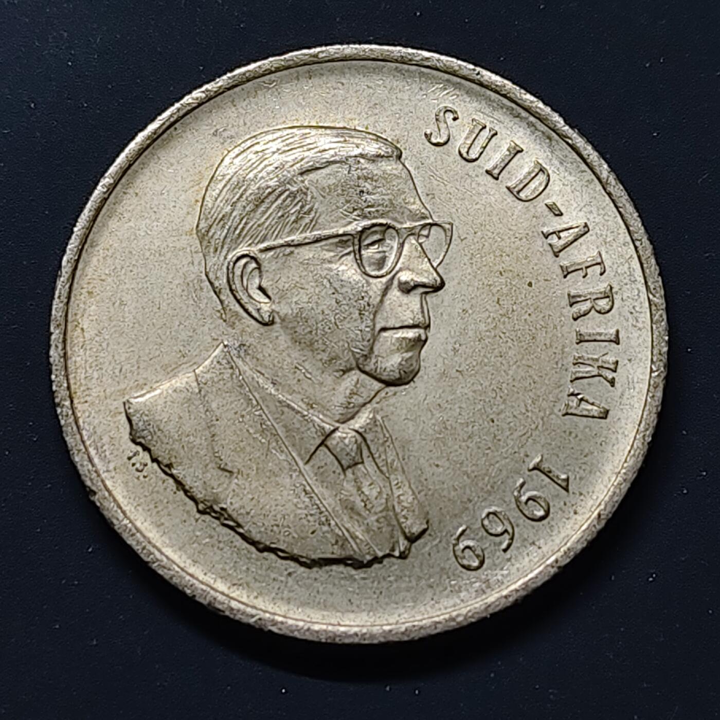 【全场包邮】纯粹捡漏拍508场 南非1969年总统版1兰特T·E·顿格斯纪念银币【32.7毫米15克80%】