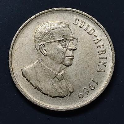 【全场包邮】纯粹捡漏拍508场 - 南非1969年总统版1兰特T·E·顿格斯纪念银币【32.7毫米15克80%】