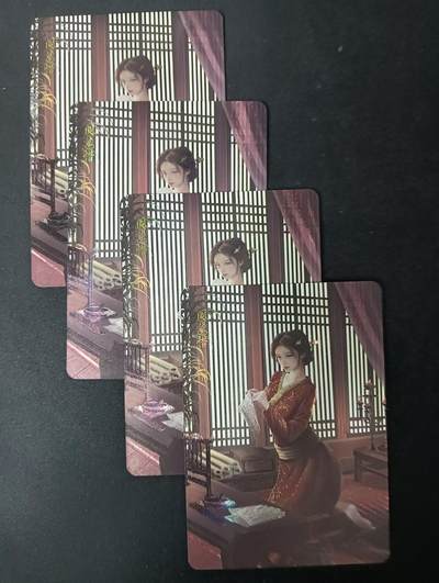 花开卡拍第61期（3月7号周六截拍，品控勿拍!!!拍品不寄存，运费5元（新疆需补运费差价或顺丰到付），自制卡难免瑕疵，可能存在轻微撞角爆边等出厂瑕疵，品控介意勿拍！） - 墨卡文创 御淑集 阎婆惜 3渐变+特藏 4张 纱布闪
