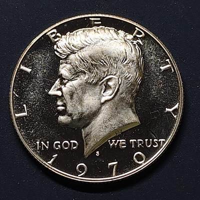 【全场包邮】纯粹捡漏拍508场 - 美国1970年肯尼迪半元S版精制银币【30.6毫米11.5克40%】