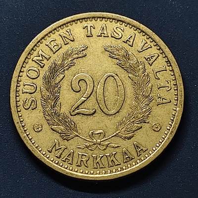 【全场包邮】纯粹捡漏拍508场 - 芬兰1934年20马克大面值铜币