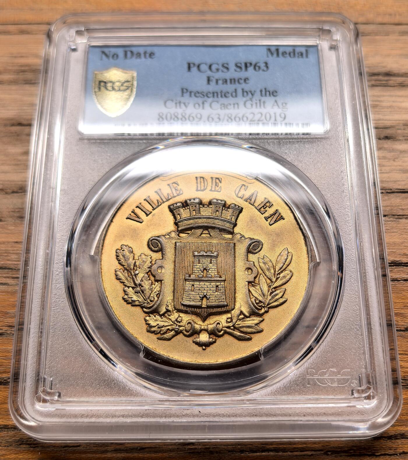 此心安处是吾乡·凡希社世界钱币微拍第三百二十期 十八世纪法国卡昂市荣誉镀金银质奖章PCGS-SP63