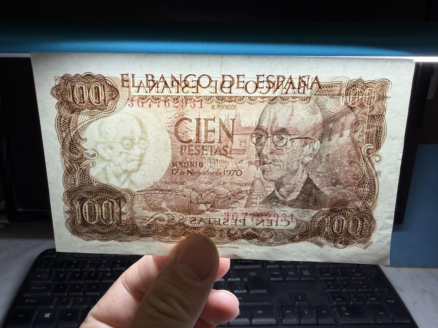 2026年集古藏今外币拍卖第二期-第10场—（总第310拍-纸币专场），本期拍完结算一次，发货时间2-3天，休息几天后继续新的一期拍卖。 1970年西班牙100比塞塔