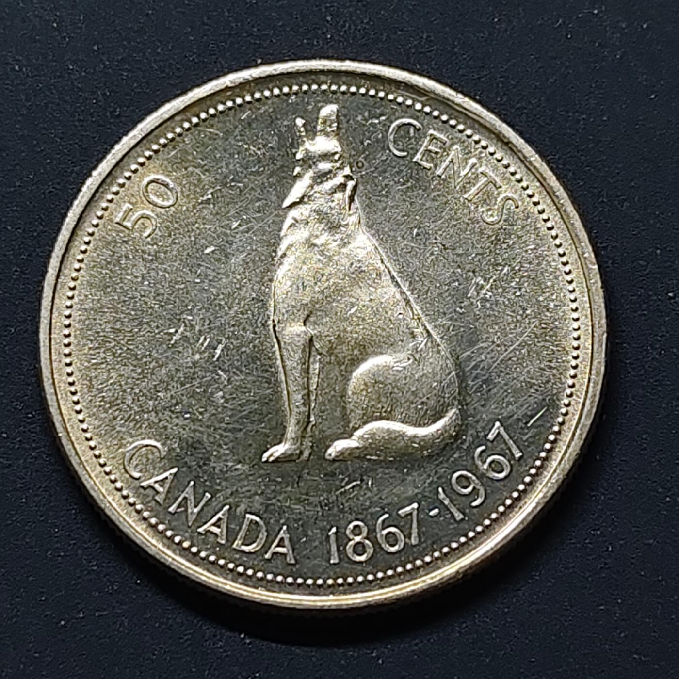 【全场包邮】纯粹捡漏拍508场 加拿大1967年50分联邦百年纪念银币【29.7毫米11.66克80%】