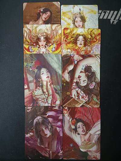 花开卡拍第61期（3月7号周六截拍，品控勿拍!!!拍品不寄存，运费5元（新疆需补运费差价或顺丰到付），自制卡难免瑕疵，可能存在轻微撞角爆边等出厂瑕疵，品控介意勿拍！） - 人间传 大头近景卡 李桂姐 扈三娘 宣华夫人 尤二姐 尤三姐 庞春梅 李巧奴 赵合德共8张