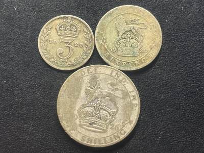 邮泉阁限时拍卖第四十二场（硬币在国外。请付邮费6元。） - 英国乔治五世国王银币3枚