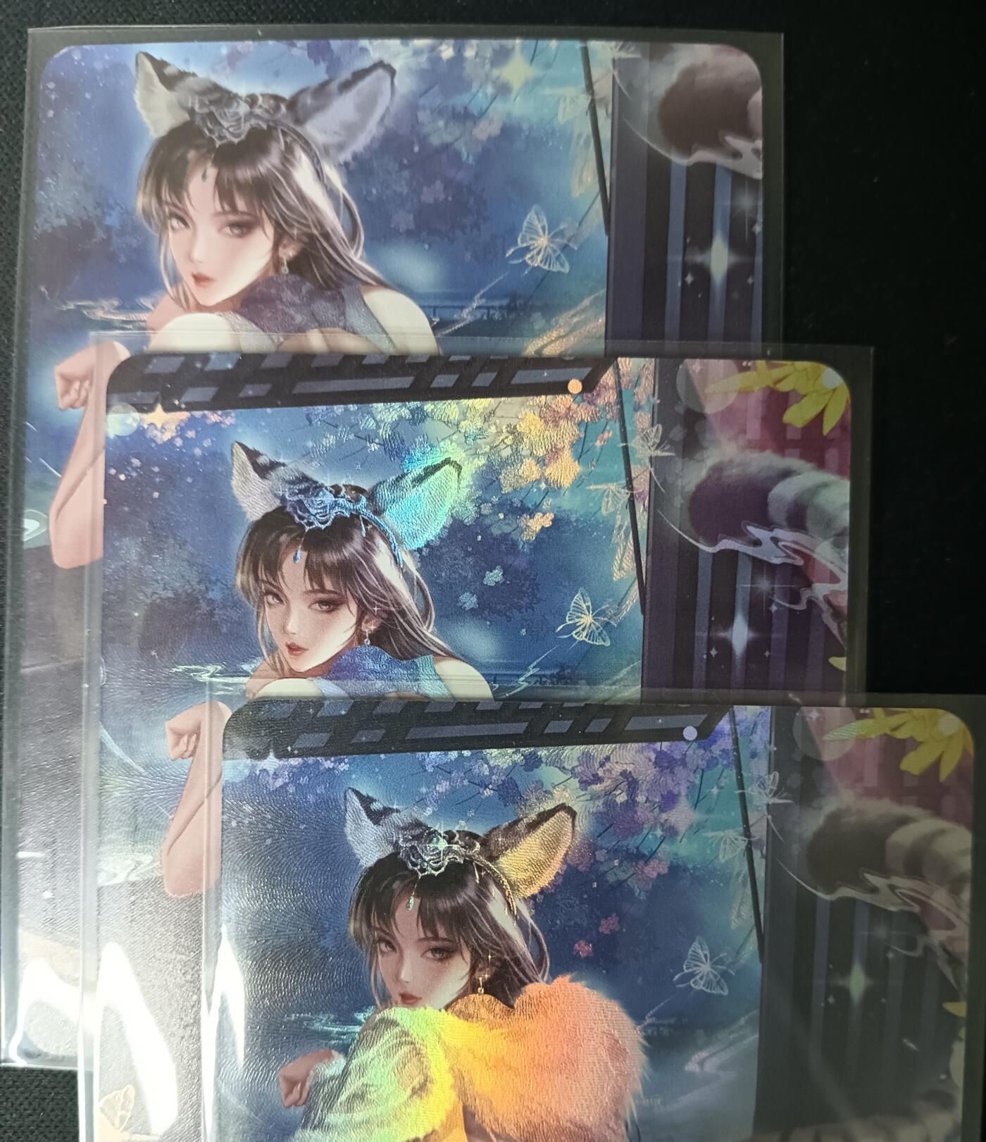 花开卡拍第61期（3月7号周六截拍，品控勿拍!!!拍品不寄存，运费5元（新疆需补运费差价或顺丰到付），自制卡难免瑕疵，可能存在轻微撞角爆边等出厂瑕疵，品控介意勿拍！） 墨卡文创 四象五行 白虎 3渐变 彩闪