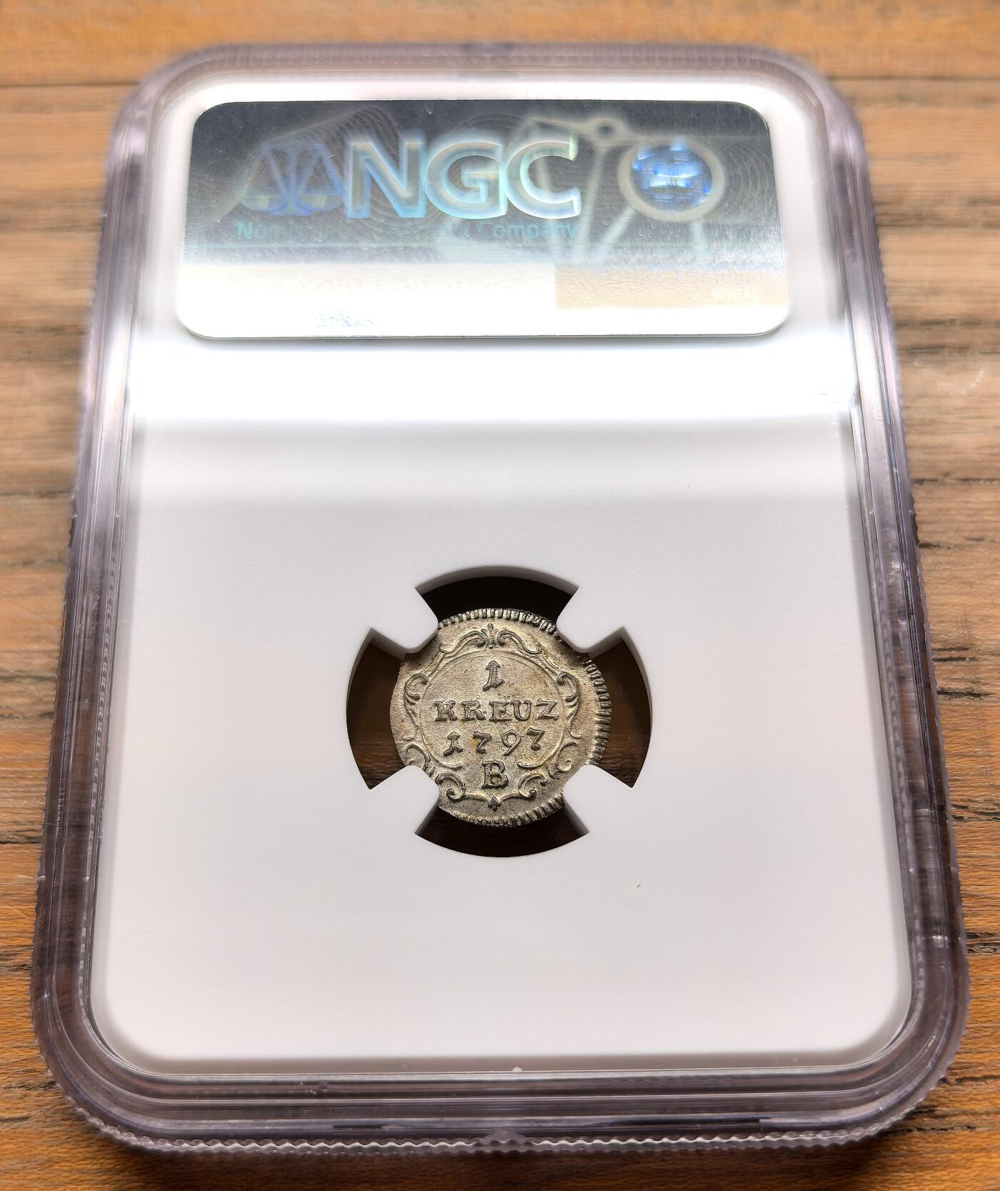 此心安处是吾乡·凡希社世界钱币微拍第三百二十期 1797德国普鲁士威廉二世王冠鹰1克鲁泽银币NGC-MS63