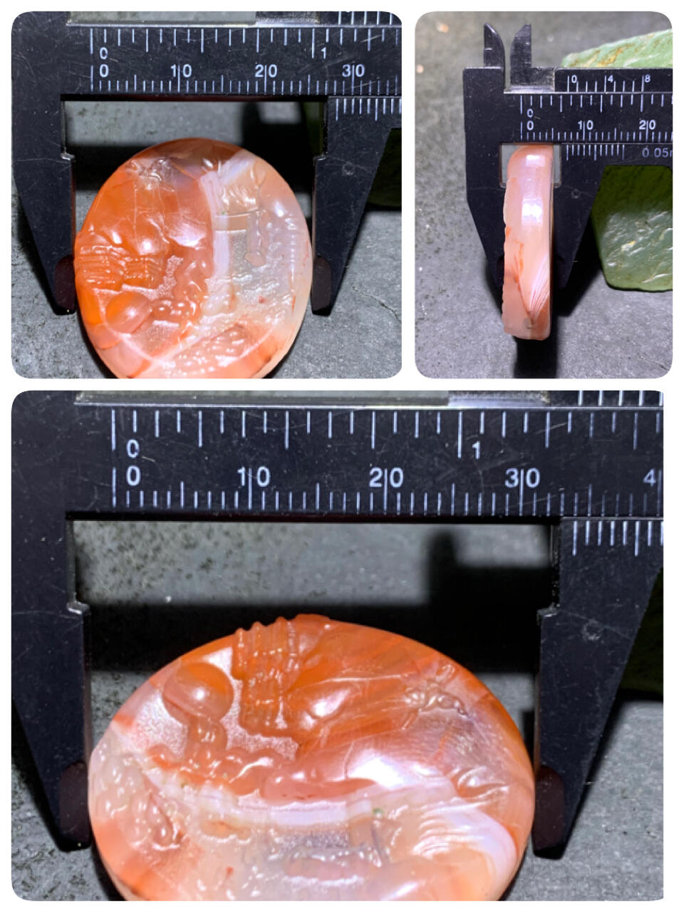 川料红白荔枝冻南红玛瑙雕刻山水意境吊坠一个，