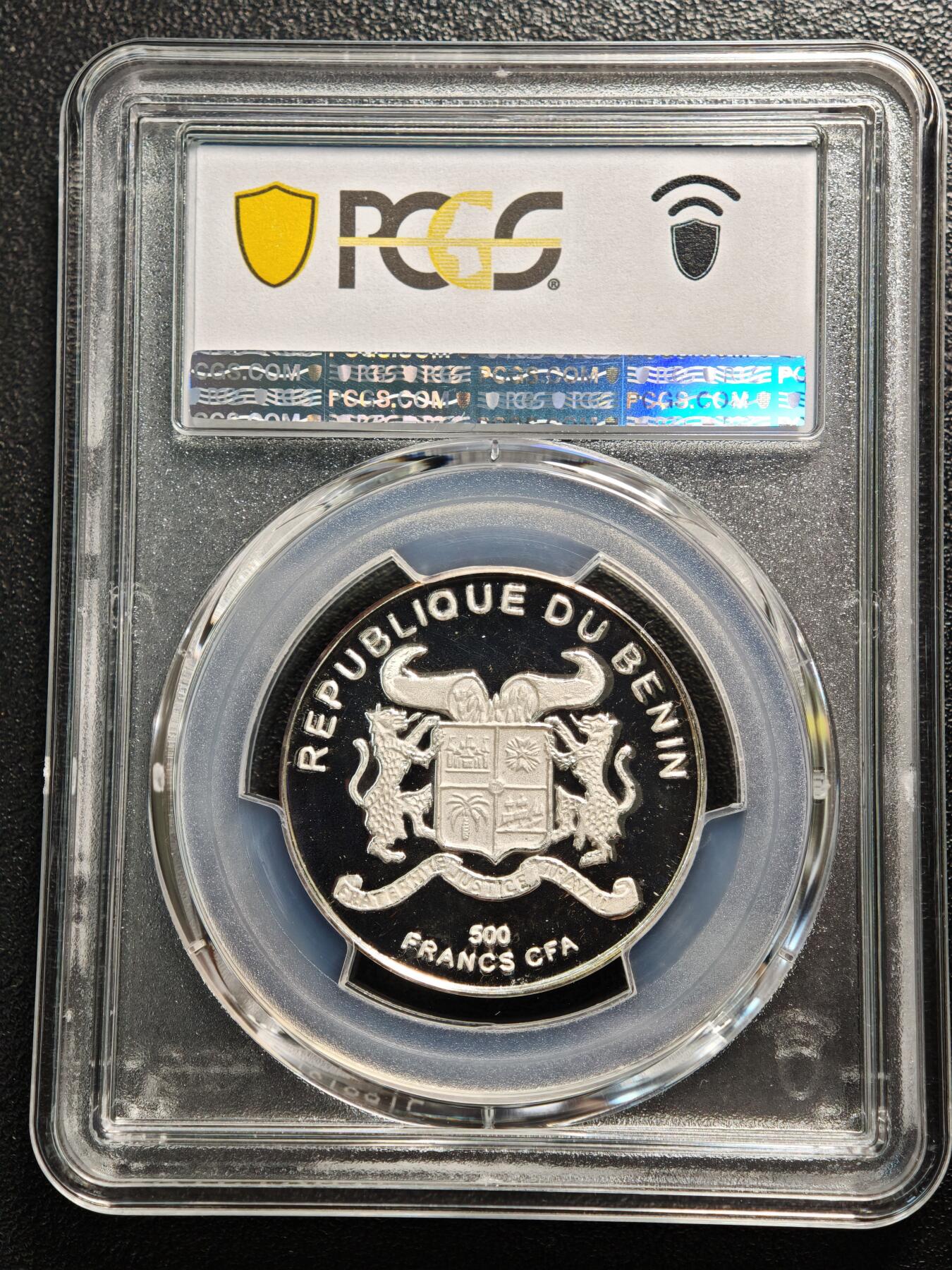【德藏】世界币章拍卖第166期（拍品征集中~欢迎藏友联系） 1996年 贝宁帆船500法郎精制纪念银币 PCGS PR68DCAM 少见品种
