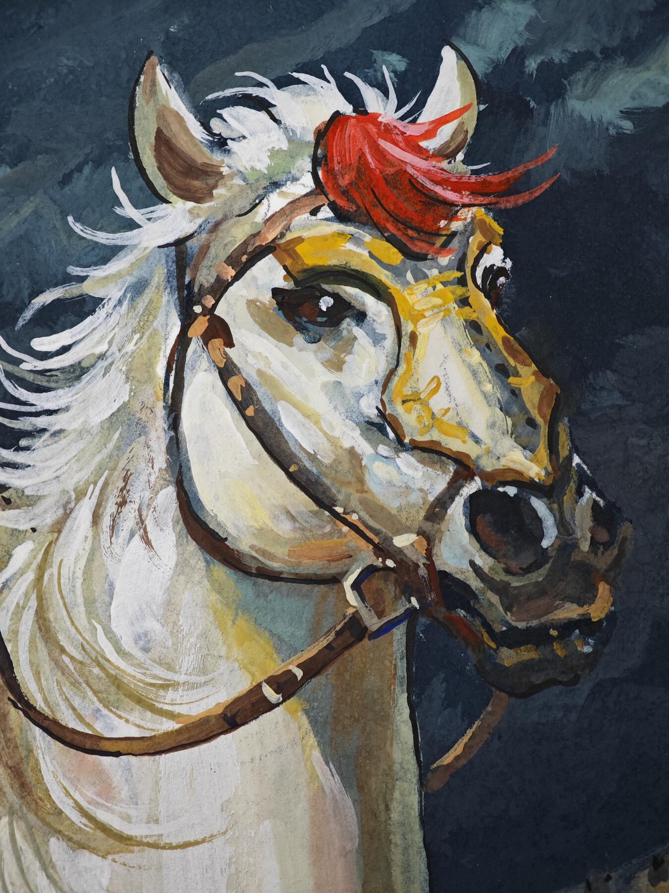 白泽拍卖卡牌手绘专场第33期（去岁千般皆如愿 今年万事定称心） 2025 马哲帆手绘画 马超 尺寸：25.3cm*36.7cm  马哲帆钤印