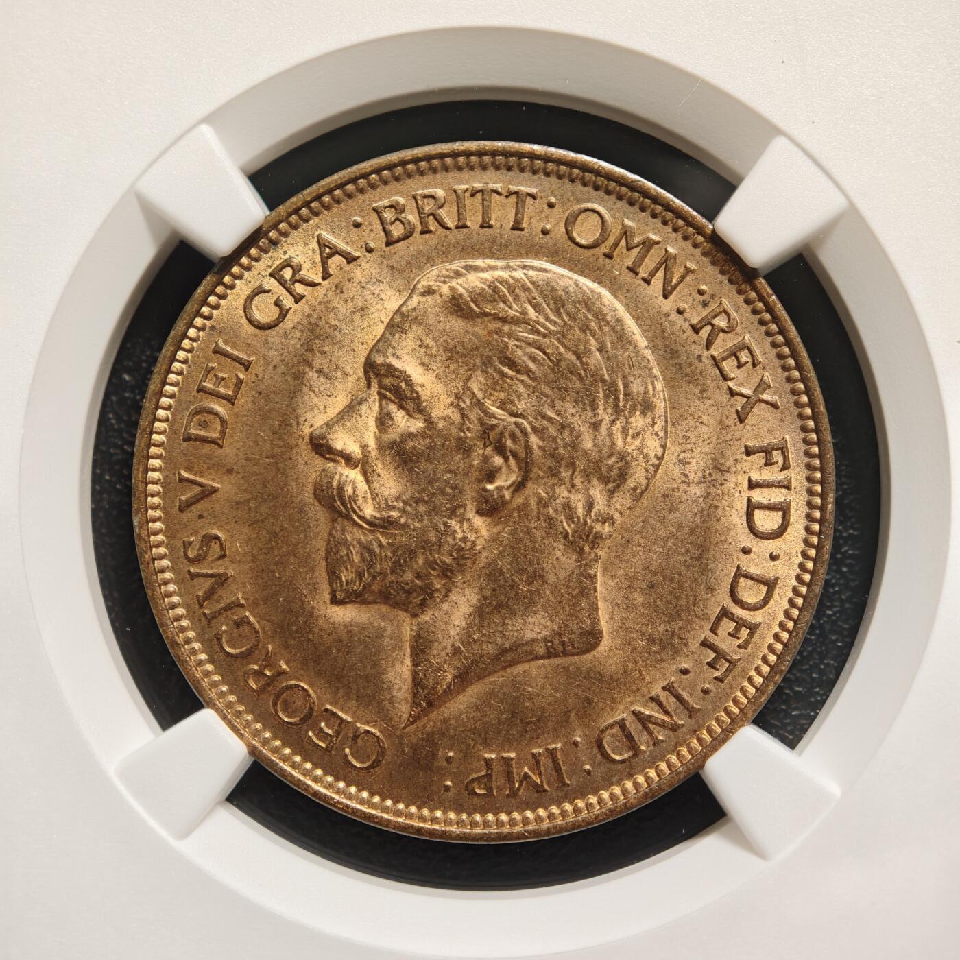 【德藏】世界币章拍卖第166期（拍品征集中~欢迎藏友联系） 1936年 英国乔治五世1便士铜币 NGC MS64RB 原光十足