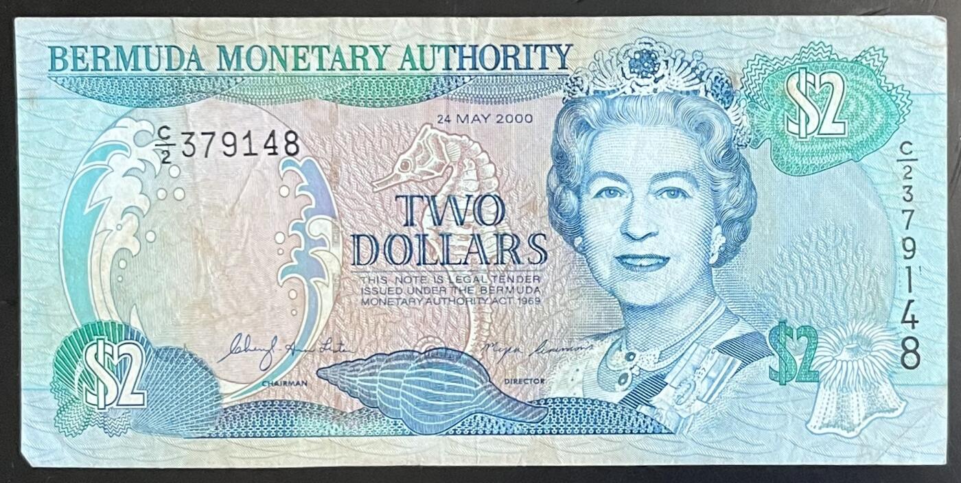 小福收藏拍卖第201期 流通品相裸钞 特惠场 本场拍卖美洲大洋洲非洲亚洲纸币【佣金仅收2% 不设最低佣金 全场包邮】 百慕大 2000年 2元 首年份 