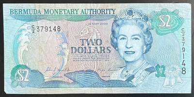 小福收藏拍卖第201期 流通品相裸钞 特惠场 本场拍卖美洲大洋洲非洲亚洲纸币【佣金仅收2% 不设最低佣金 全场包邮】 - 百慕大 2000年 2元 首年份 