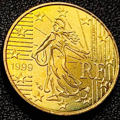 泉币菌-第204场-元宵节专场 本场拍品多 请提前出价 - 欧元 法国1999年10欧分铜币 玛丽安娜 欧盟地图 19.75MM