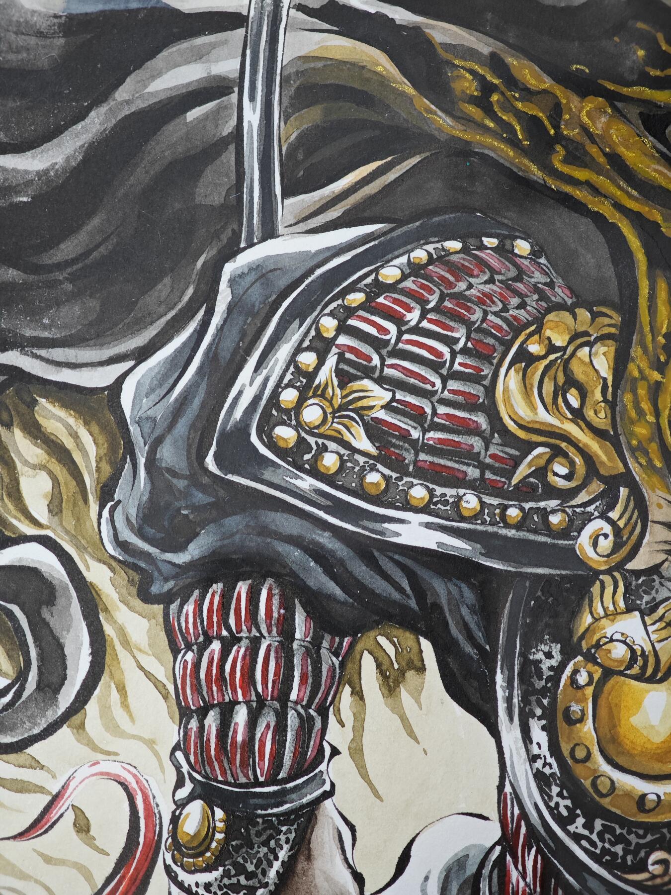 白泽拍卖卡牌手绘专场第33期（去岁千般皆如愿 今年万事定称心） 2025 张建东手绘画 张飞 已装裱 尺寸：内26cm*38.5cm 外30cm*42.5cm  张建东亲签