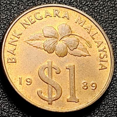 泉币菌-第204场-元宵节专场 本场拍品多 请提前出价 - 铜光美品 厚重币 马来西亚1989年1吉林特 铝青铜币 24mm 马来剑 