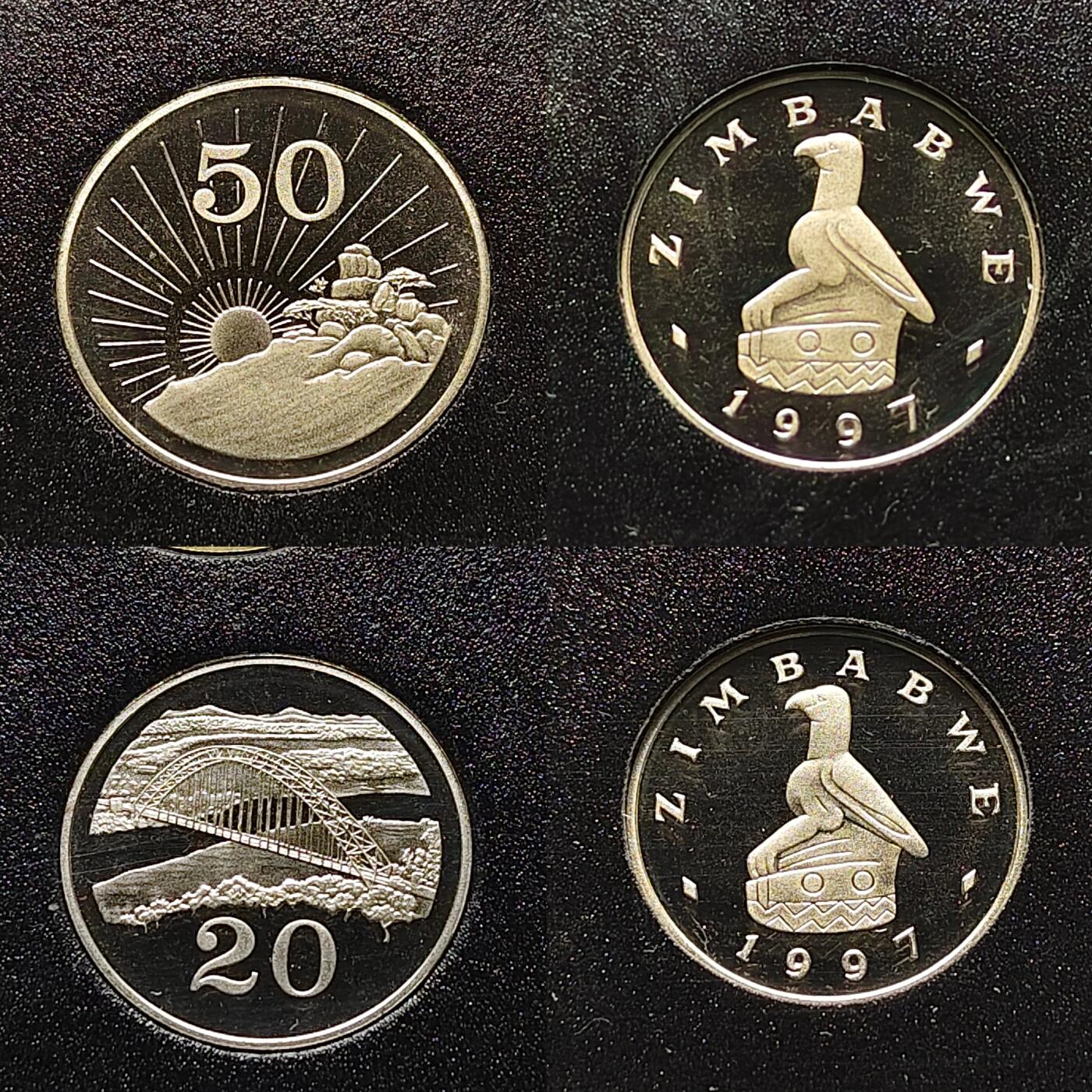 【全场包邮】纯粹捡漏拍509场 【少见】津巴布韦1997年官方精制套币-盒证全-量5500