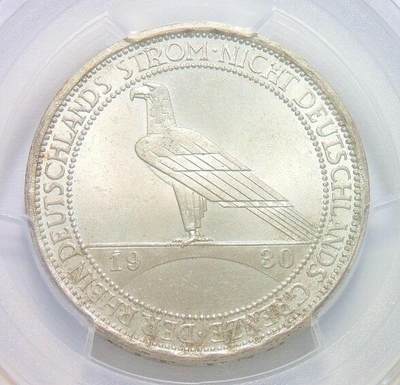 【银】PCGS MS64 德国魏玛1930年莱茵解放3马克纪念银币 开卷丝绸原光 - 【银】PCGS MS64 德国魏玛1930年莱茵解放3马克纪念银币 开卷丝绸原光