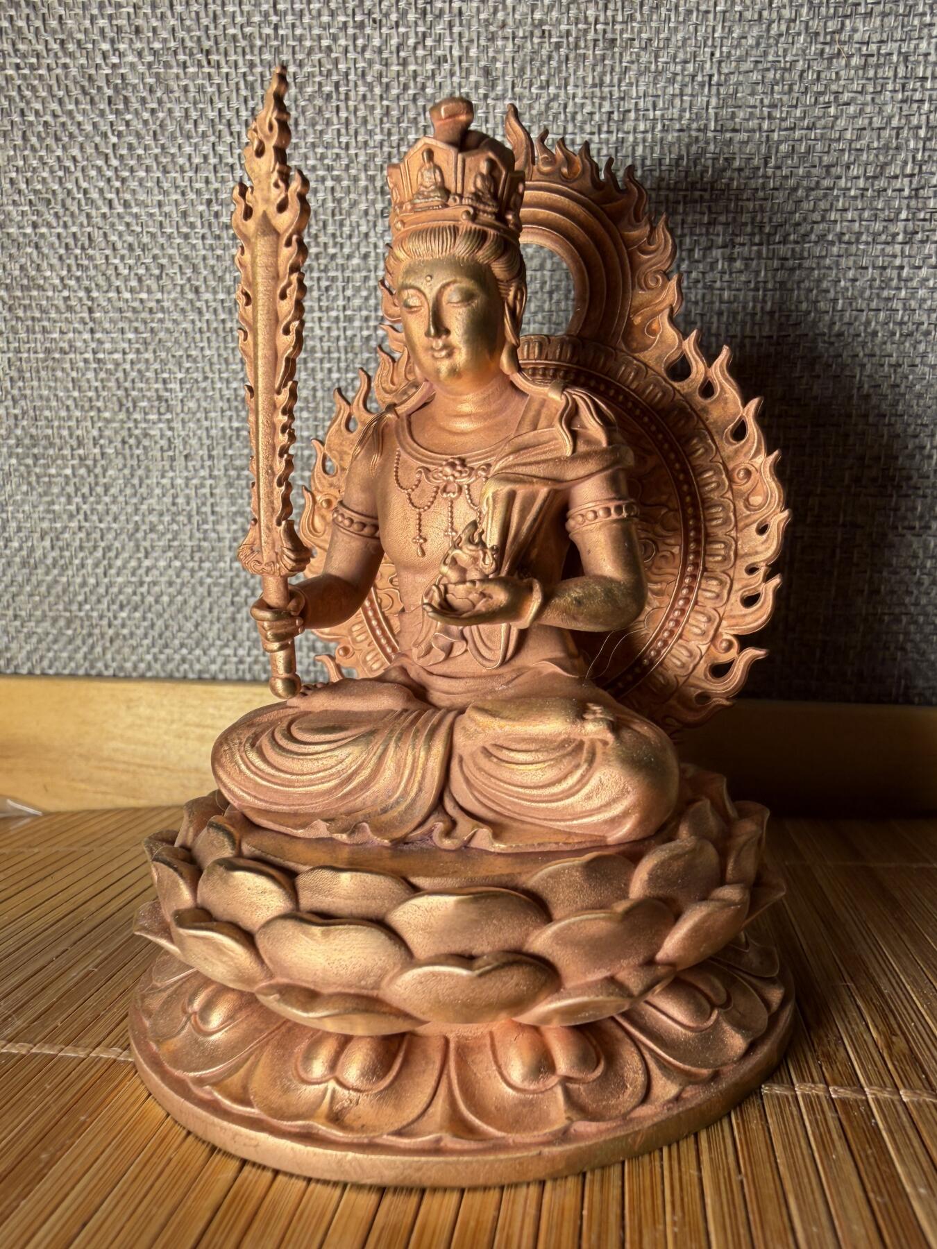 回流0301 近现代 佛教八大菩萨之一虚空藏菩萨 空心紫铜精工失蜡法 高10公分