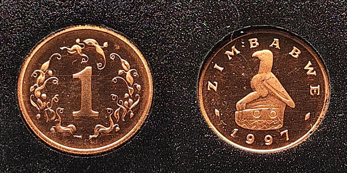 【全场包邮】纯粹捡漏拍509场 【少见】津巴布韦1997年官方精制套币-盒证全-量5500