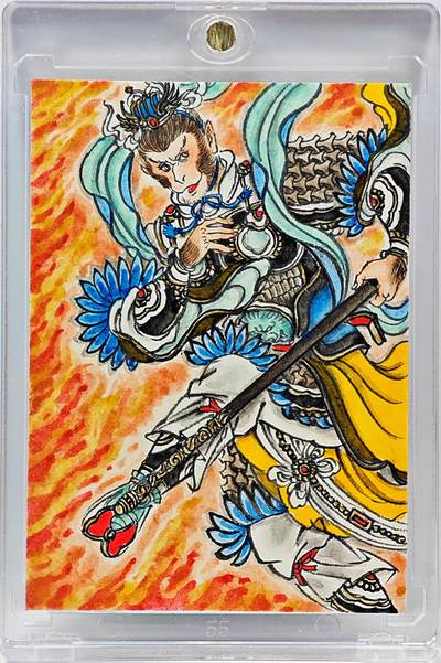 白泽拍卖卡牌手绘专场第33期（去岁千般皆如愿 今年万事定称心） - 2026 卢艺丰手绘卡 齐天大圣  卢艺丰背简绘 卡砖封装