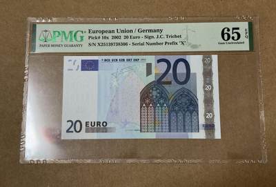 【礼羽收藏】🌏世界钱币拍卖126期 - 02版20欧二签PMG65分