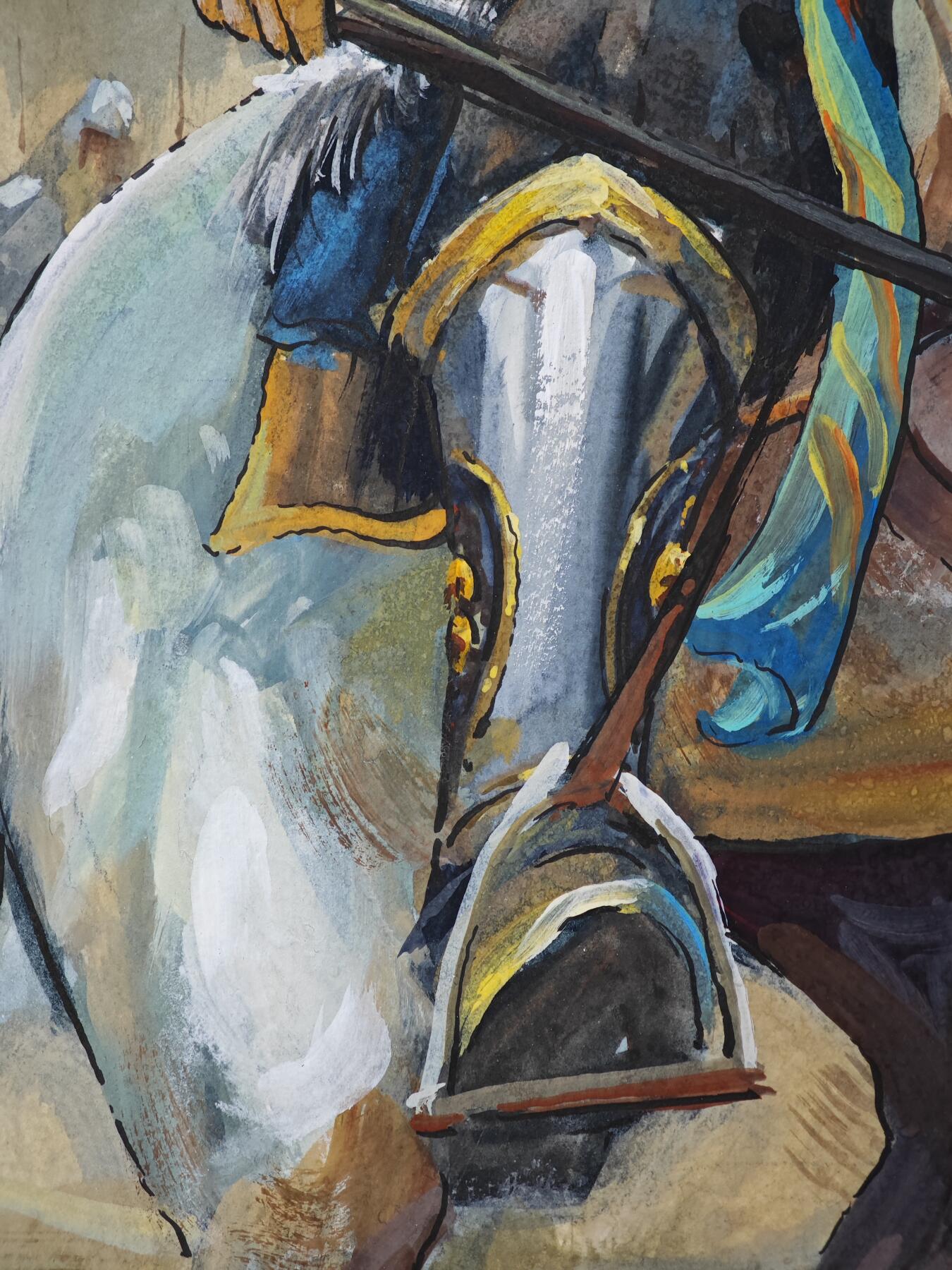 白泽拍卖卡牌手绘专场第33期（去岁千般皆如愿 今年万事定称心） 2025 马哲帆手绘画 马超 尺寸：25.3cm*36.7cm  马哲帆钤印