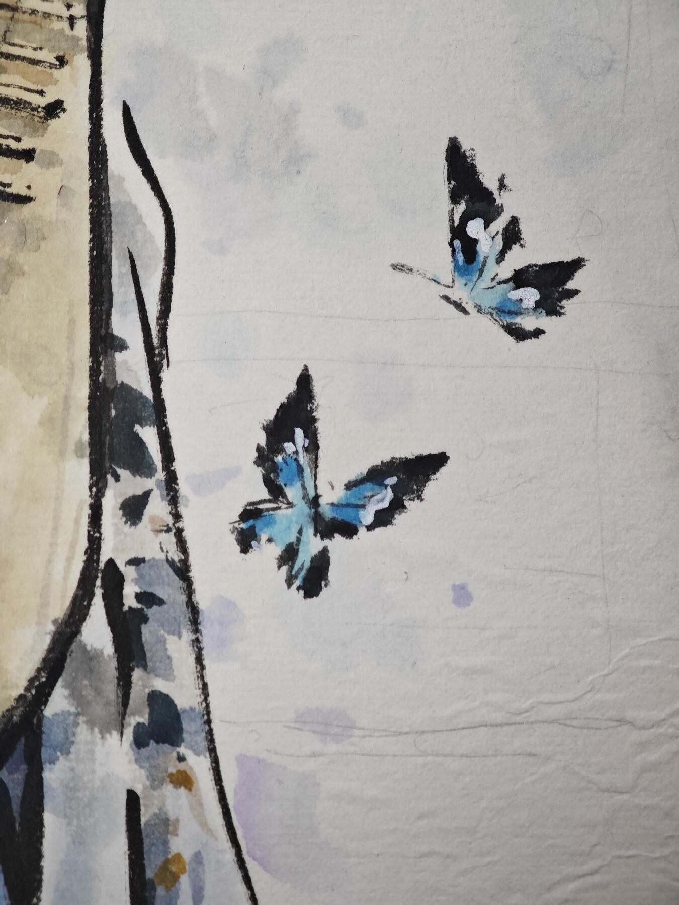 白泽拍卖卡牌手绘专场第33期（去岁千般皆如愿 今年万事定称心） 2025 迟迟手绘画 陈圆圆 尺寸：26.1cm*41cm  迟迟亲签