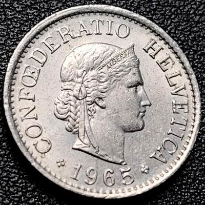 泉币菌-第204场-元宵节专场 本场拍品多 请提前出价 - 高币值 百年延续 女神 瑞士1965年 10分銅镍硬币 