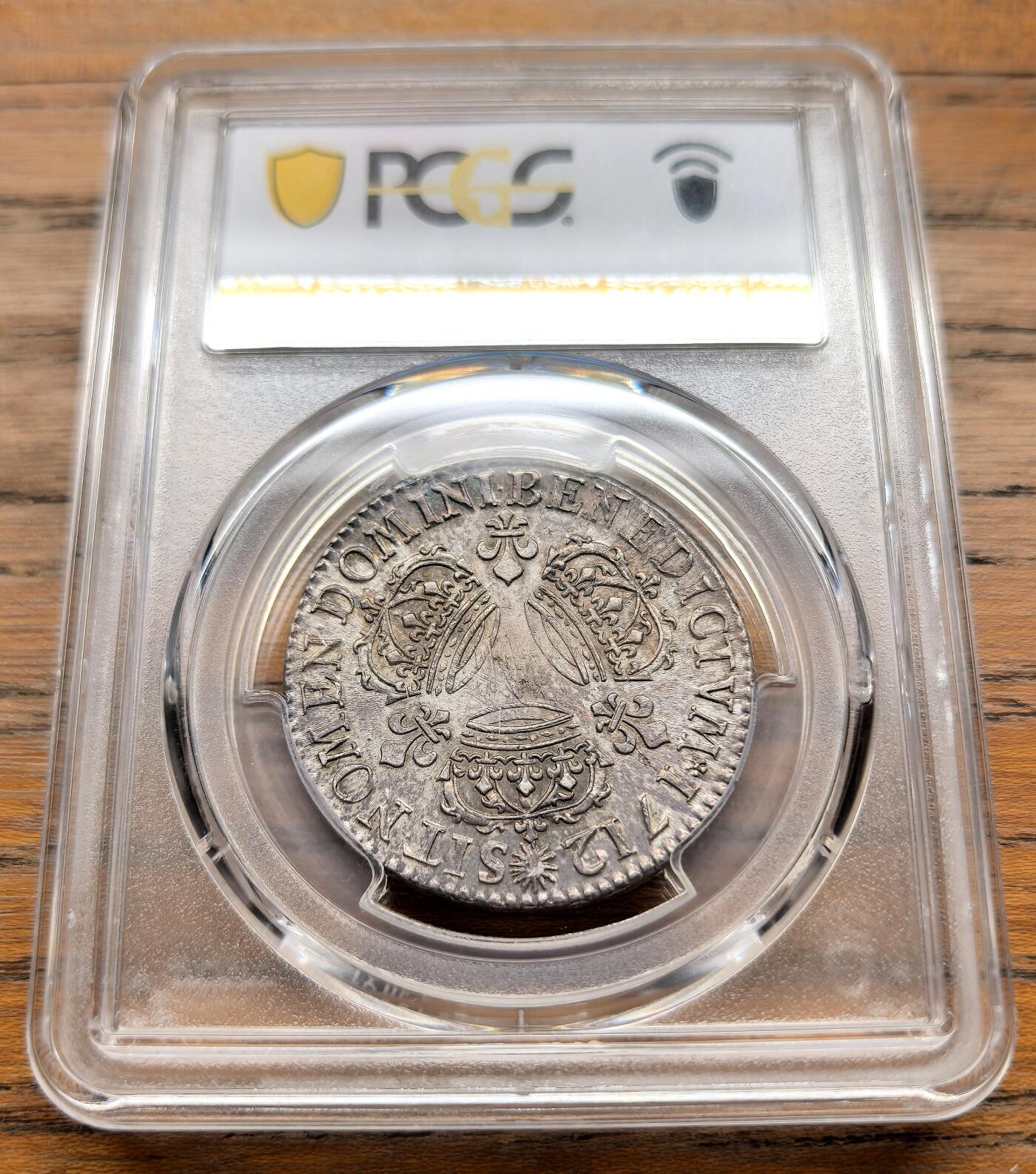 此心安处是吾乡·凡希社世界钱币微拍第三百二十期 1712A法国太阳王路易十四1/2埃居银币PCGS-MS61，欧陆灰彩，质感一流，半埃居好品相当稀少。（视频参考）