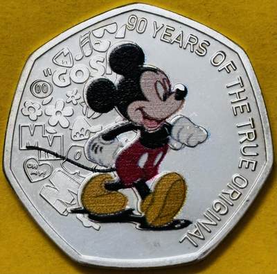 文馨钱币收藏第 295 场，（元宵场）各种银币散币纪念章，长期接代拍业务 - 全新英国迪斯尼米老鼠纪念镀银章