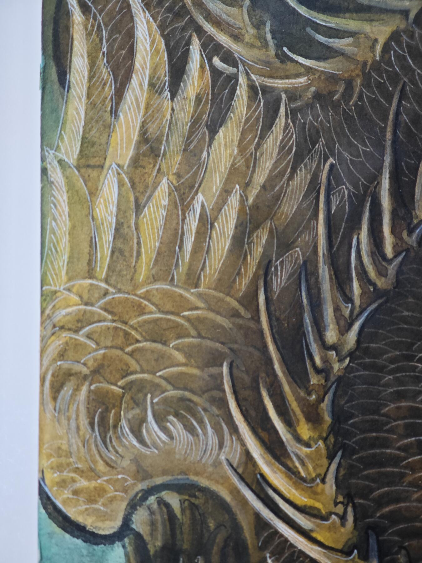 白泽拍卖卡牌手绘专场第33期（去岁千般皆如愿 今年万事定称心） 2025 刘晓明手绘画 龙 尺寸：16cm*32.5cm  刘晓明钤印