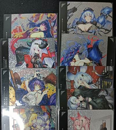 花开卡拍第61期（3月7号周六截拍，品控勿拍!!!拍品不寄存，运费5元（新疆需补运费差价或顺丰到付），自制卡难免瑕疵，可能存在轻微撞角爆边等出厂瑕疵，品控介意勿拍！） - 驴打滚 失乐园 1套9张 折光钻闪